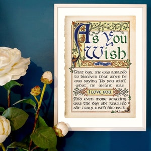 Princess Bride tribute 11 x 14 signed print As You Wish