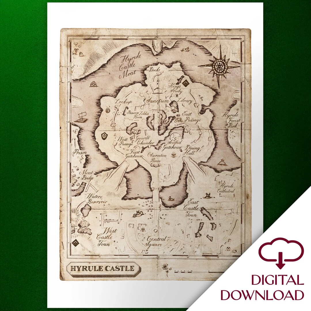 Zelda: Breath of the Wild Hyrule Castle Map Art Digital Download BOTW ...