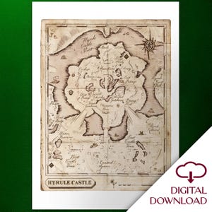 Zelda: Breath of the Wild Hyrule Castle Map Art digital download BOTW video game decor