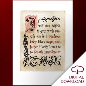 Dark Souls Solaire inspired Illuminated Manuscript Calligraphy Art digital download