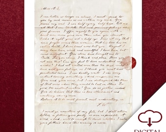 Carta de amor de Jane Austen Persuasión Wentworth a Anne Arte de caligrafía descarga digital