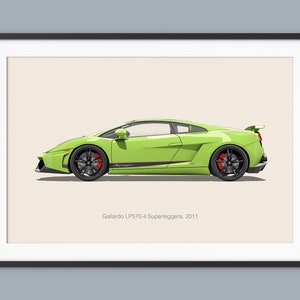 Lamborghini Gallardo Car Posters Ilustración Impresiones Arte de pared para niños Decoración de habitaciones Niños Oficina en casa Arte Niños Guardería Decoración Dormitorio