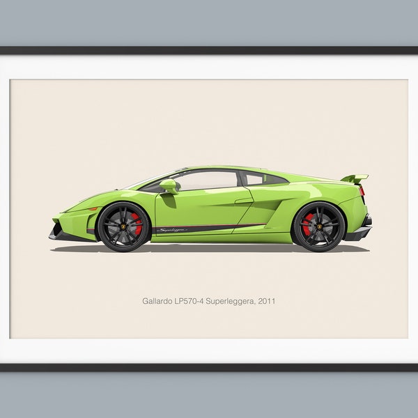 Lamborghini Gallardo Car Posters Illustration Prints Wall Art for Kids Boys Room Decor Children Home Office Art Children Nursery Decor Dorm