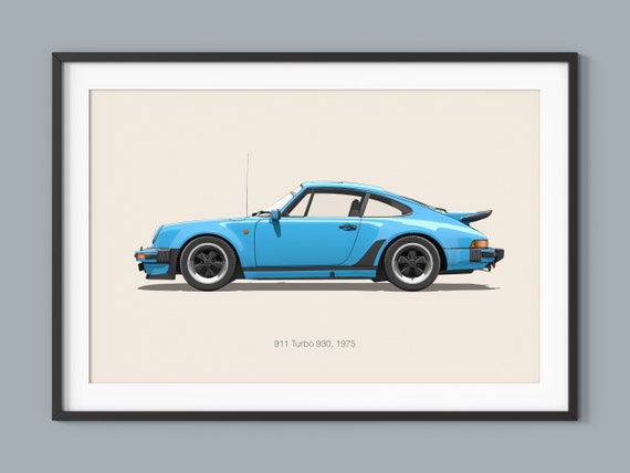 Porsche 911 Turbo Car Posters Illustration Prints Wall Art for
