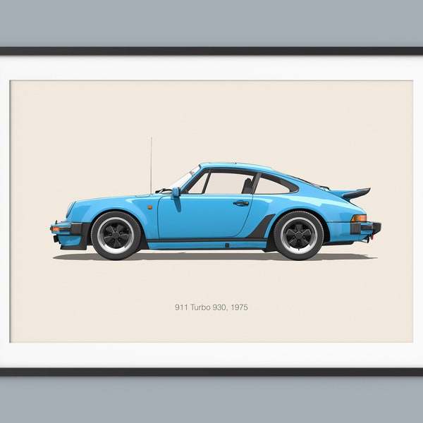 Porsche 911 Turbo Car Posters Illustration Prints Wall Art for Kids Boys Room Decor Children Home Office Art Children Nursery Decor and Dorm