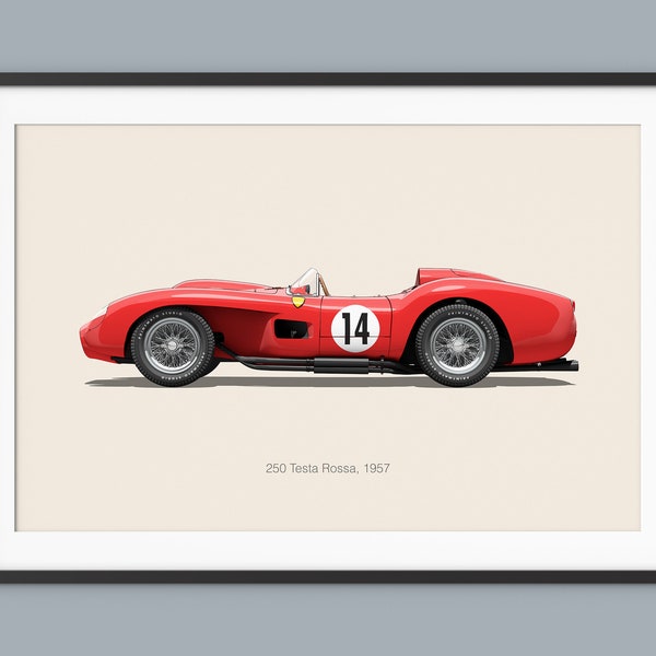 Ferrari 250 Testa Rossa Le Mans Car Posters Illustration Prints Wall Art for Kids Boys Room Decor Children Home Office Art Children Decor