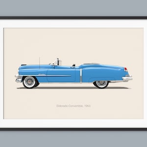 Cadillac Eldorado Car Posters Illustration Prints Wall Art for Kids Boys Room Decor Niños Home Office Art Children Nursery Decor and Dorm