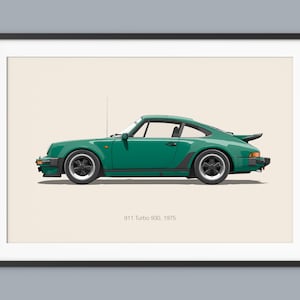 Porsche 911 Turbo Auto Poster Illustration Drucke Wandkunst für Kinder Jungen Zimmer Dekor Kinder Haus Büro Kunst Kinder Kinderzimmer Dekor und Wohnheim