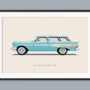 Pontiac Star Chief Car Posters Illustration Prints Wall Art for Kids Boys Room Decor Children Home Office Art Children Nursery Decor Dorm