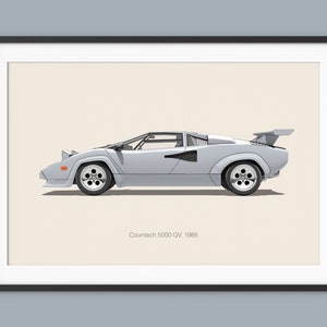 Lamborghini Countach Car Posters Ilustración Impresiones Arte de pared para niños Decoración de habitaciones Niños Oficina en casa Arte Niños Guardería Decoración