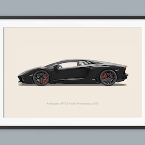 Lamborghini Aventador Auto Poster Illustration Drucke Wandkunst für Kinder Jungen Zimmer Dekor Kinder Haus Büro Kunst Kinder Kinderzimmer Dekor Wohnheim