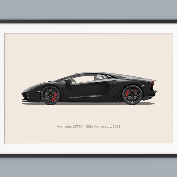 Lamborghini Aventador Pôsteres de carro com ilustrações e impressões de arte de parede para crianças, meninos, decoração de quarto infantil, arte de escritório em casa, berçário de crianças, dormitório