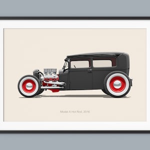 Ford Hot Rod Car Posters Ilustración Impresiones Arte de pared para niños Decoración de habitaciones Niños Oficina en casa Arte Niños Guardería Decoración y dormitorio