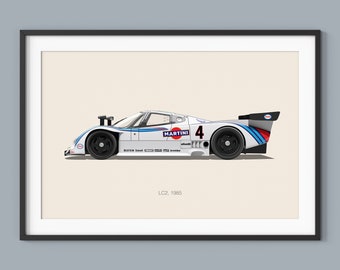 Lancia LC2 Car Posters Illustration Prints Wall Art for Kids Boys Room Decor Children Home Office Art Children Nursery Decor and Dorm Garage