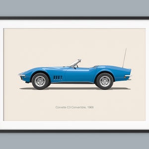 Chevrolet Corvette auto poster illustrazione stampe arte da parete per bambini ragazzi camera decor bambini home office arte bambini asilo nido decor dormitorio