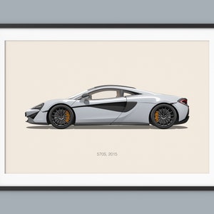 McLaren 570S Car Posters Illustration Prints Wall Art for Kids Boys Room Decor Children Home Office Art Children Nursery Decor and Dorm