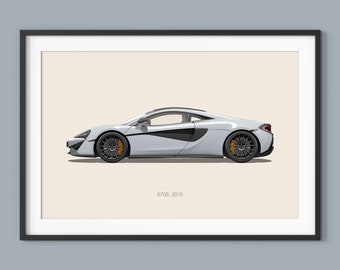 McLaren 570S Car Posters Ilustración Impresiones Arte de pared para niños Niños Decoración de habitaciones Niños Oficina en casa Arte Niños Guardería Decoración y dormitorio