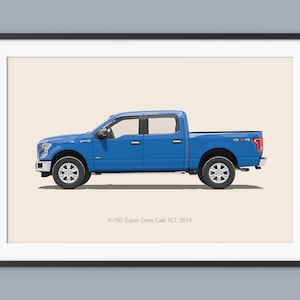 フォード F-150 スーパークルーカーポスター イラストプリント ウォールアート 子供用 男の子部屋装飾 子供用 ホームオフィスアート 子供部屋装飾 寮