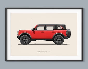 Ford Bronco Wildtrak 2021 Illustration Print, Kids Room Decor