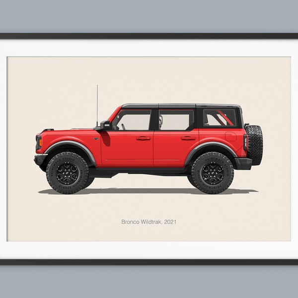 Ford Bronco 2021 Car Posters Illustration Prints Wall Art for Kids Boys Room Decor Children Home Office Art Children Nursery Decor and Dorm