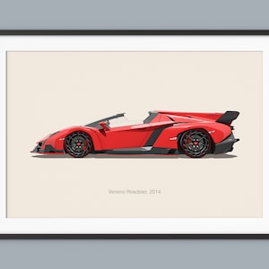 Lamborghini Veneno Car Posters Ilustración Impresiones Arte de pared para niños Niños Decoración de habitaciones Niños Oficina en casa Arte Niños Guardería Decoración Dormitorio