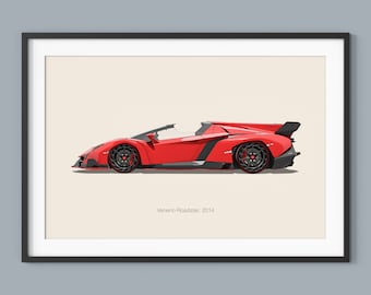 Lamborghini Veneno Car Posters Illustration Prints Wall Art for Kids Boys Room Decor Children Home Office Art Children Nursery Decor Dorm