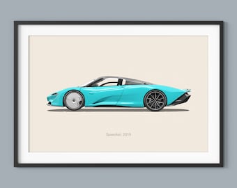 McLaren Speedtail Car Posters Illustration Prints Wall Art for Kids Boys Room Decor Children Home Office Art Children Nursery Decor Dorm