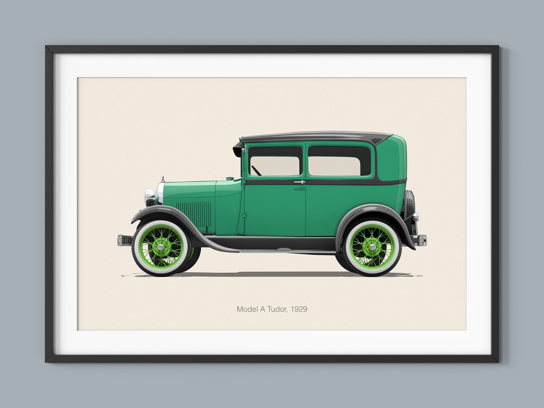 Ford Model A Car Posters Illustration Prints Wall Art for Kids Boys