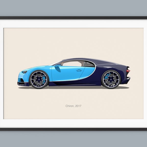 Bugatti Chiron Car Posters Illustration Prints Wall Art for Kids Boys Room Decor Children Home Office Art Children Decor Dorm Car Wall Art