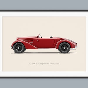 Alfa Romeo Car Posters Ilustración Impresiones Arte mural para niños Niños Decoración de la habitación Niños Home Office Art Niños Guardería Decoración Dorm Print