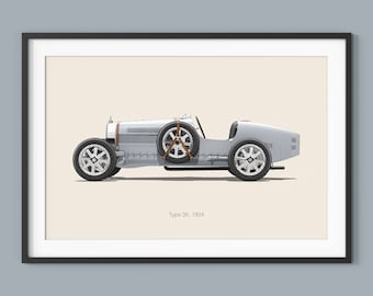Bugatti Type 35 Car Posters Illustration Prints Wall Art for Kids Boys Room Decor Children Home Office Art Children Decor Dorm Car Wall Art
