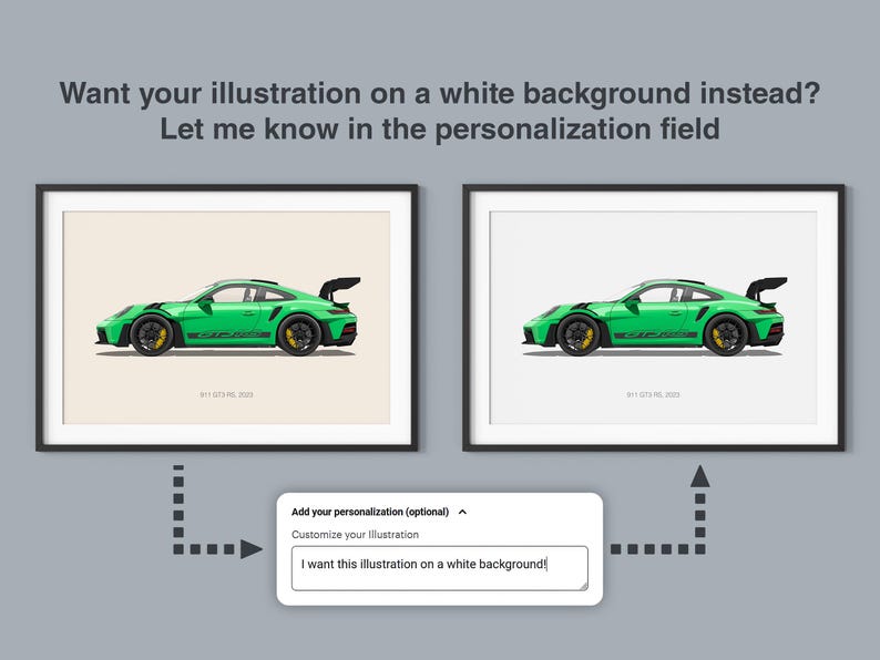 Impresión artística ilustrada del Porsche 911 GT3 RS, decoración para habitación infantil imagen 2