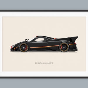 Pagani Zonda Car Posters Ilustração Imprime Arte de parede para crianças Meninos Decoração de quarto de crianças Arte de escritório em casa Crianças Decoração de berçário Dormitório Impressão