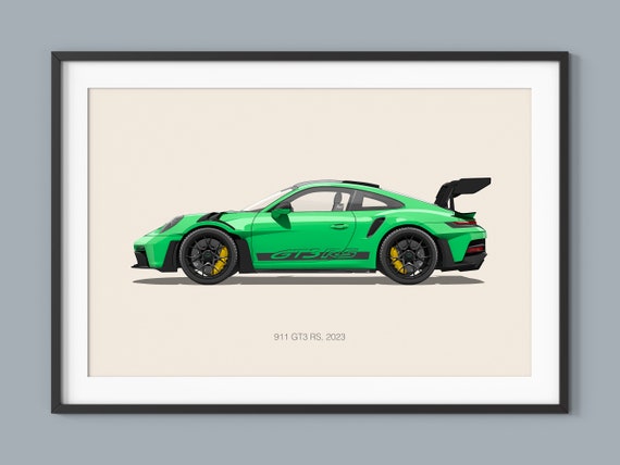 Porsche 911 GT3 RS Illustration Art Print, Kids Room Decor