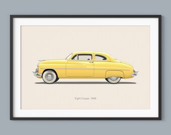 1949 Mercury Eight Coupe Illustration Art Print: Kids Room Decor