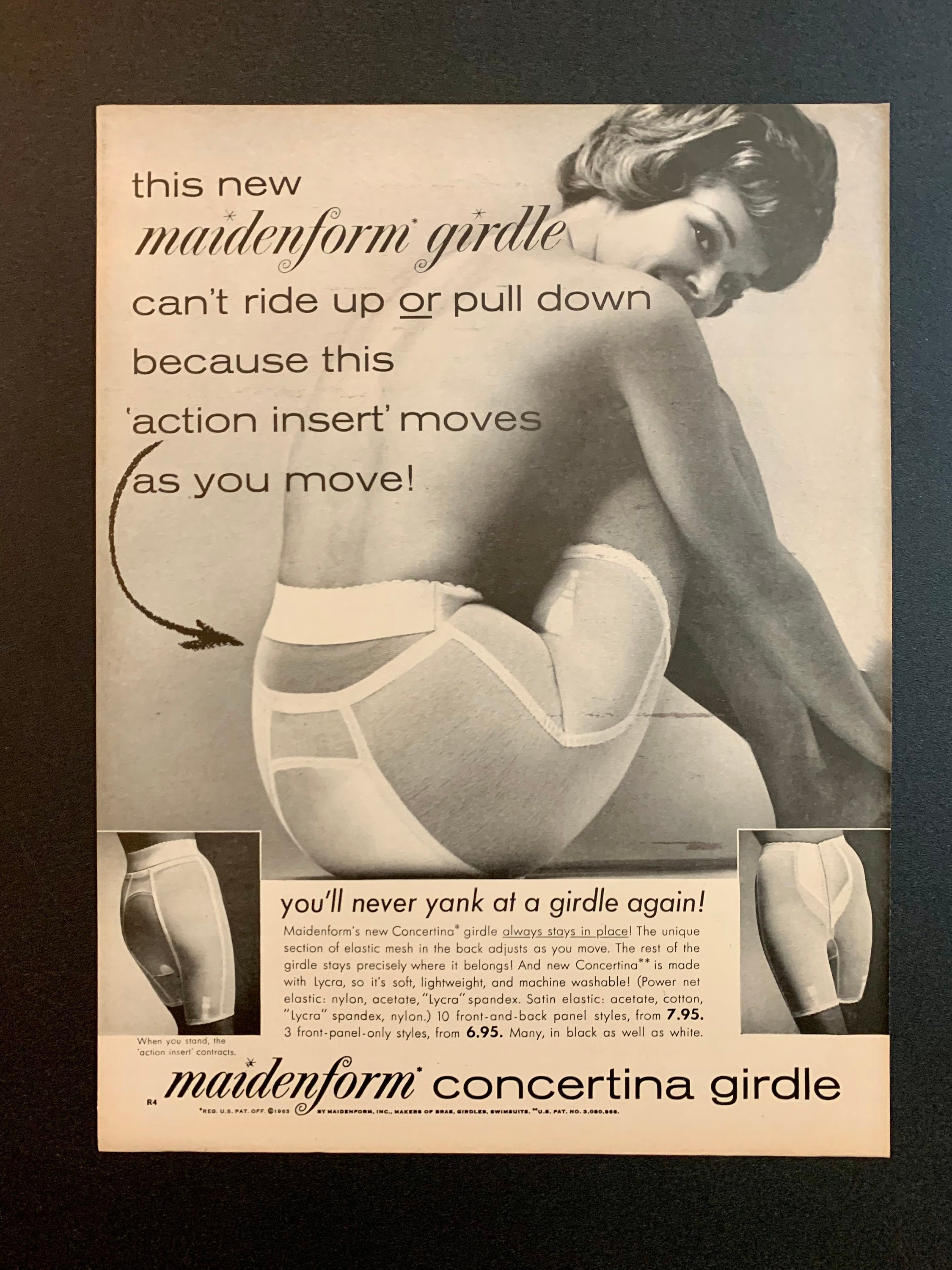 Advert for Maiden Form bra with uplift 1936 For sale as Framed