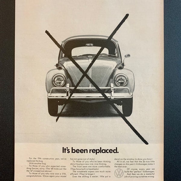 1968 Volkswagen VW Beetle Bug Original vintage Retro Classic Car Publicité Magazine Annonces