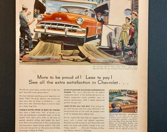 1954 Chevy Bel Air Original Advertisement | Vintage Chevrolet Classic Car Ads | Retro Magazine Print Advertising Poster