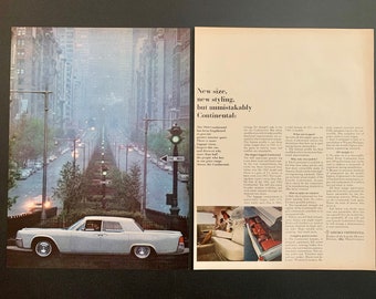 1964 Lincoln Continental Suicide Doors Original Vintage Retro Classic Car Advertisement Magazine Ads