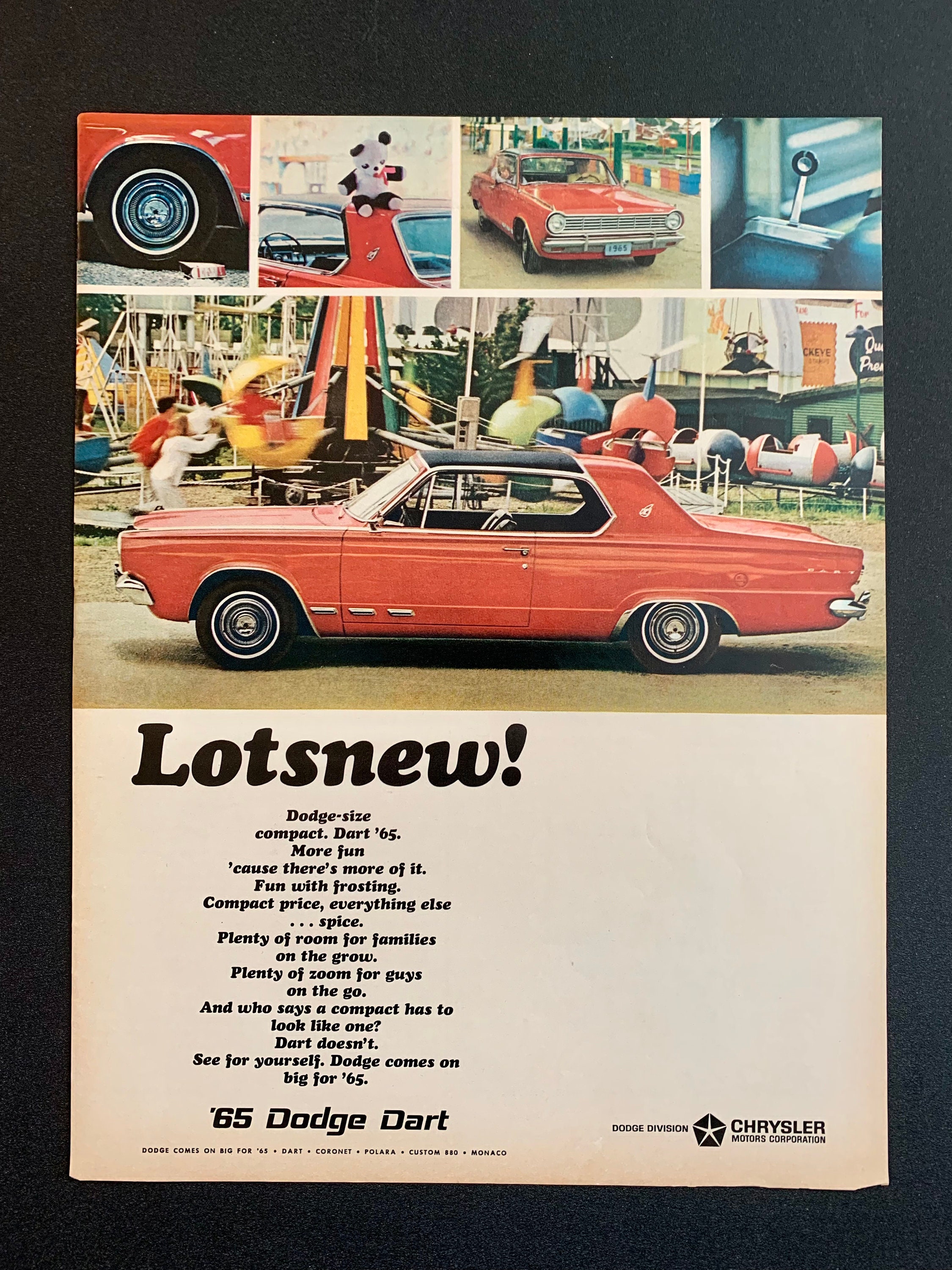 1965 Dodge Dart Original Vintage Classic Car Advertisement photo