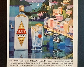 Vintage Gilbey’s Gin Ads | Several Styles | 1950’s And 1960’s | Original Retro Alcohol Advertisements | Magazine Print Advertising