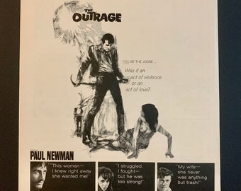 The Outrage Movie Poster Starring Paul Newman Original Vintage Retro Classic Advertisement Magazine Print Advertising Ads