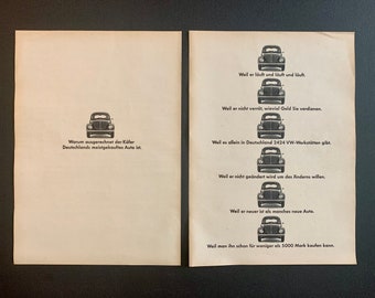 1969 German Volkswagen VW Beetle Bug German Advertising Original Vintage Retro Classic Car Advertisement Magazine Ads