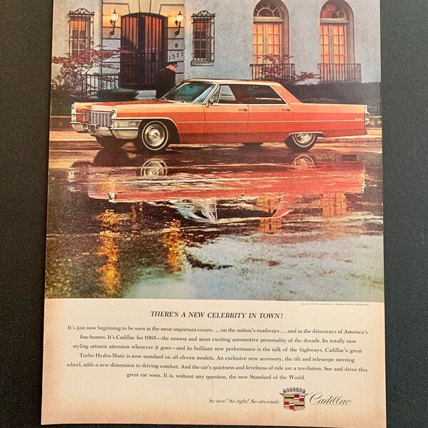 1965 Cadillac Sedan de Ville Original vintage Retro Classic Car Publicité Magazine Annonces