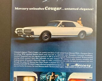 1967 Mercury Cougar Original Vintage Retro Classic Car Advertisement Magazine Ads