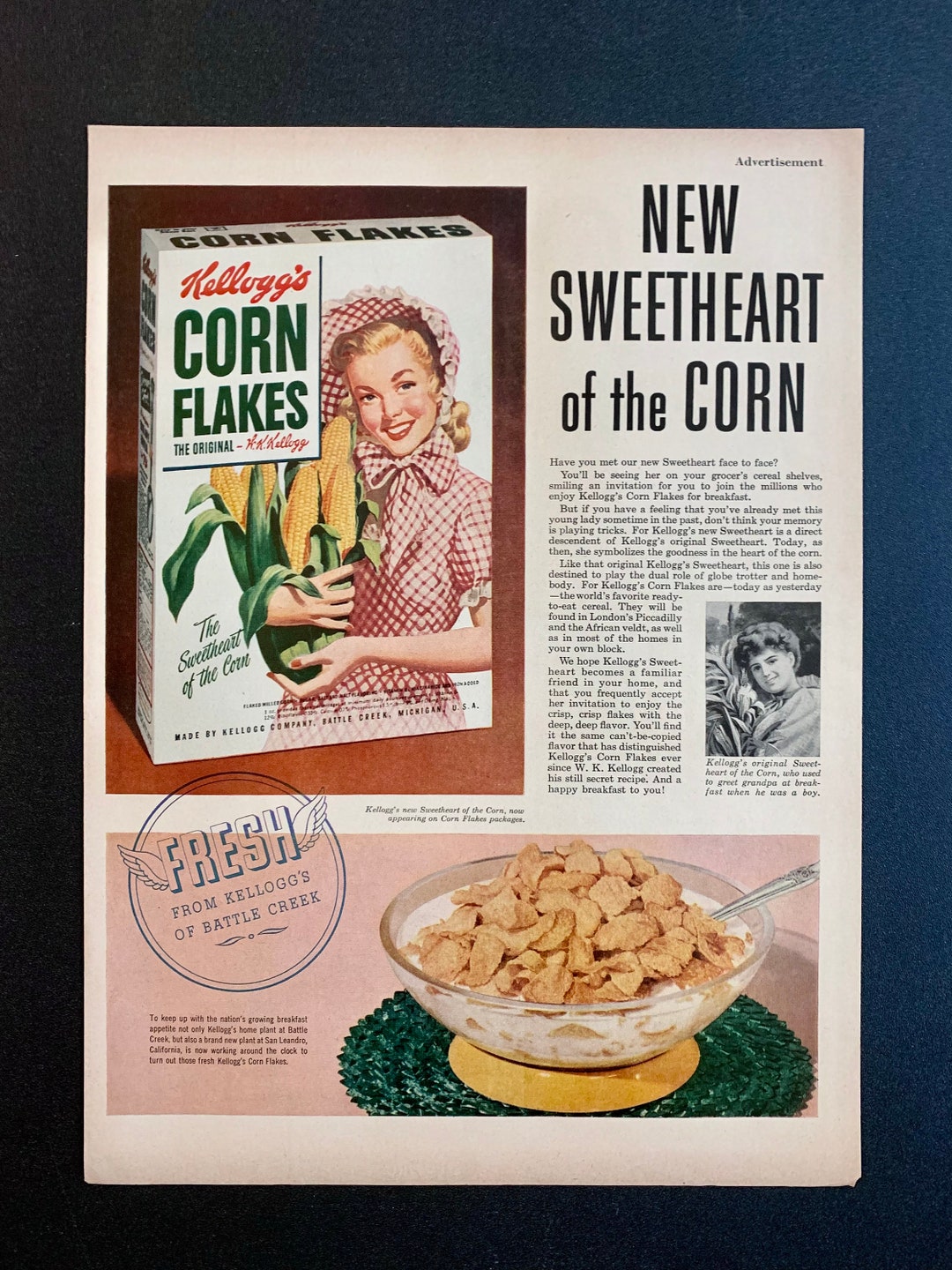 Vintage Kelloggs Cereal Ads Several Styles 1950s and 1960s Original