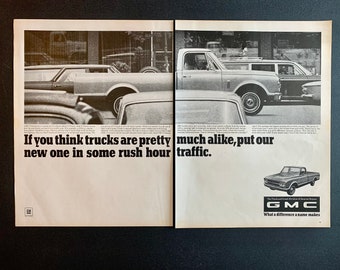 1967 GMC Pickup Trucks Original Dealer Advertisement | Vintage Classic Car Ads | Retro Magazine Print Advertising Poster