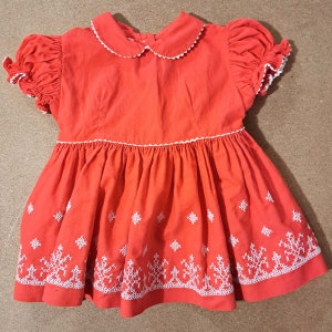 Vintage Red Embroidered Baby Dress