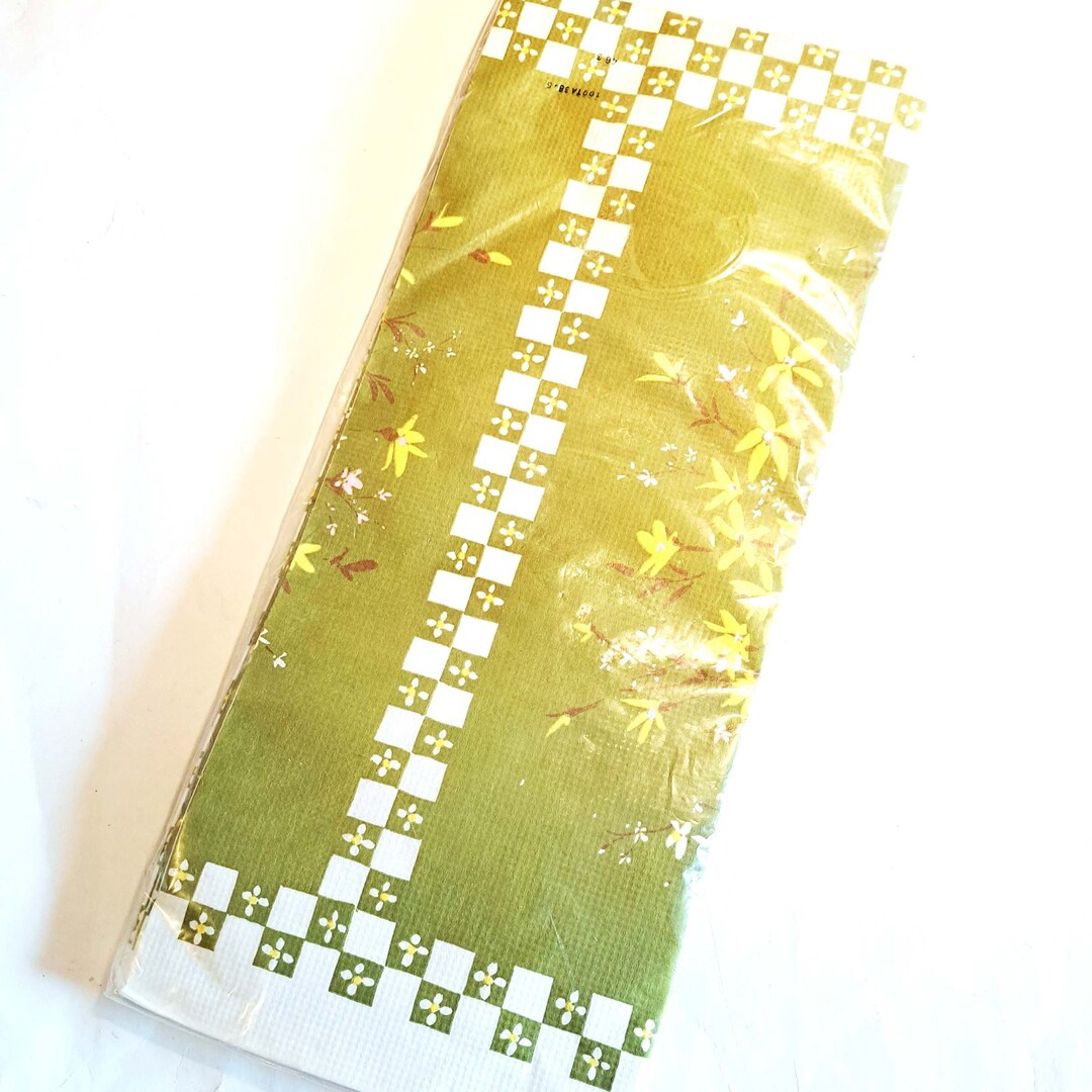 1960's Vintage Retro Avocado Green Paper Tablecloth Etsy