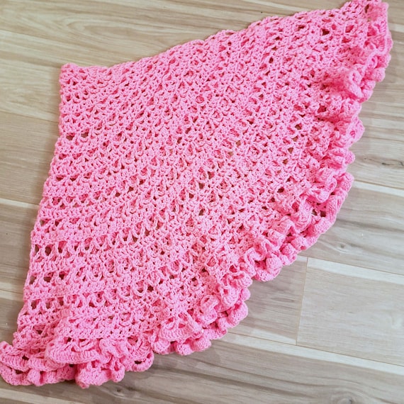 Mod Neon Pink Hand Crocheted Shawl - image 2